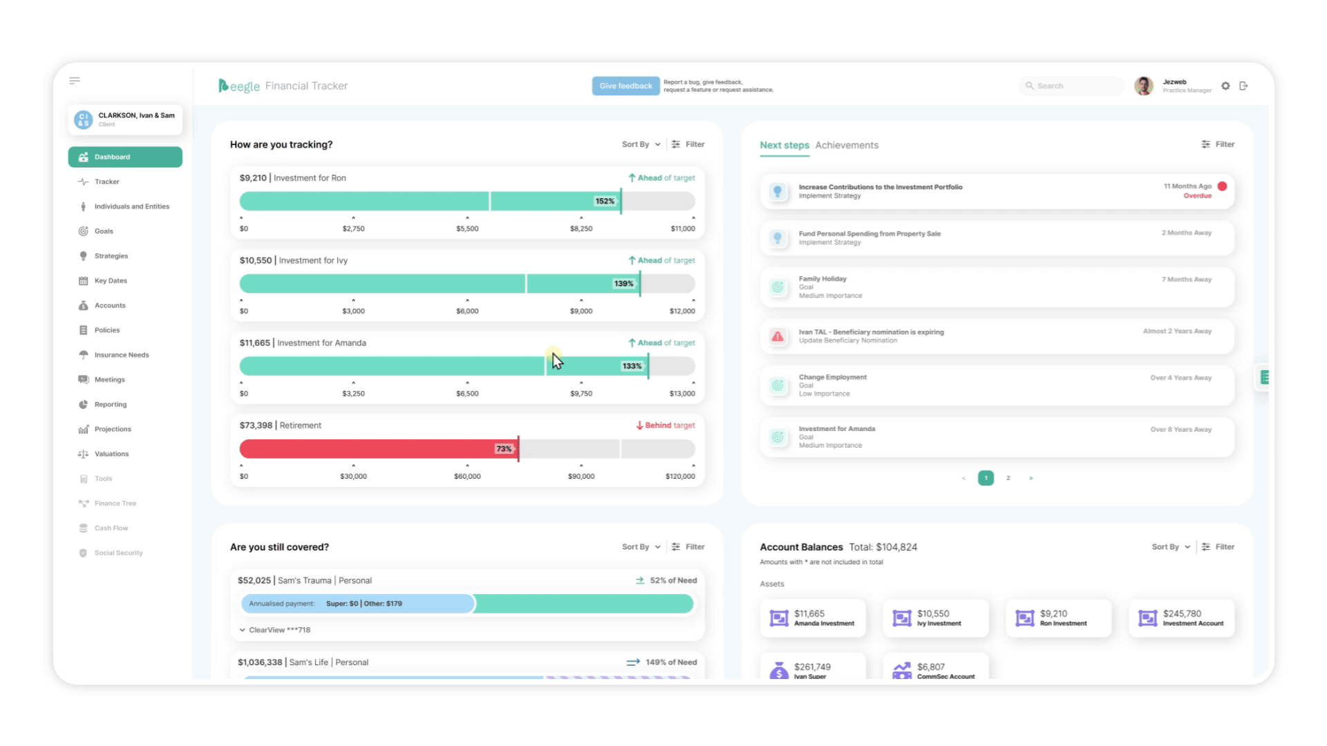 Screenshot of Beegle’s branded and professional dashboard layout